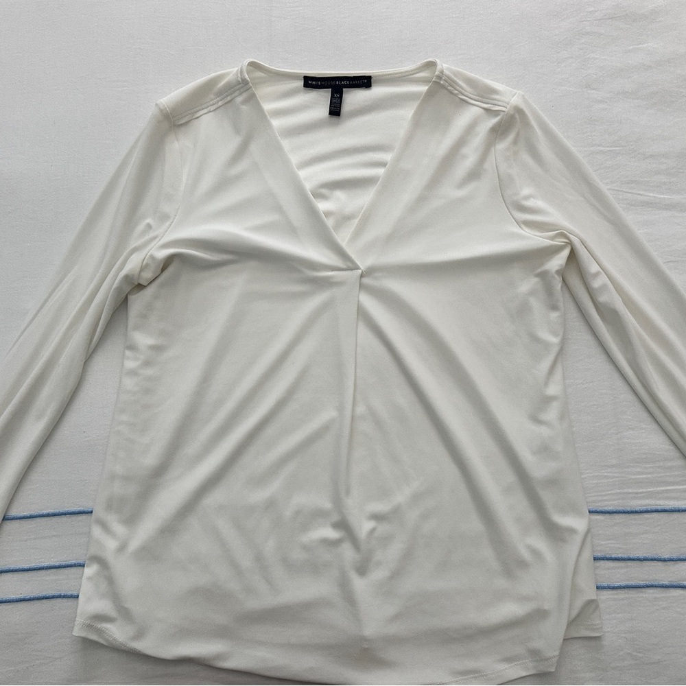 White House Black Market Cream Long Sleeve Top